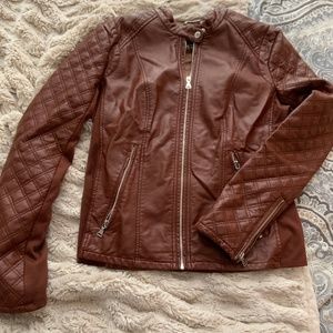 Brown Faux Leather Jacket